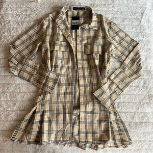 Princess Polly Plaid Beige Dress